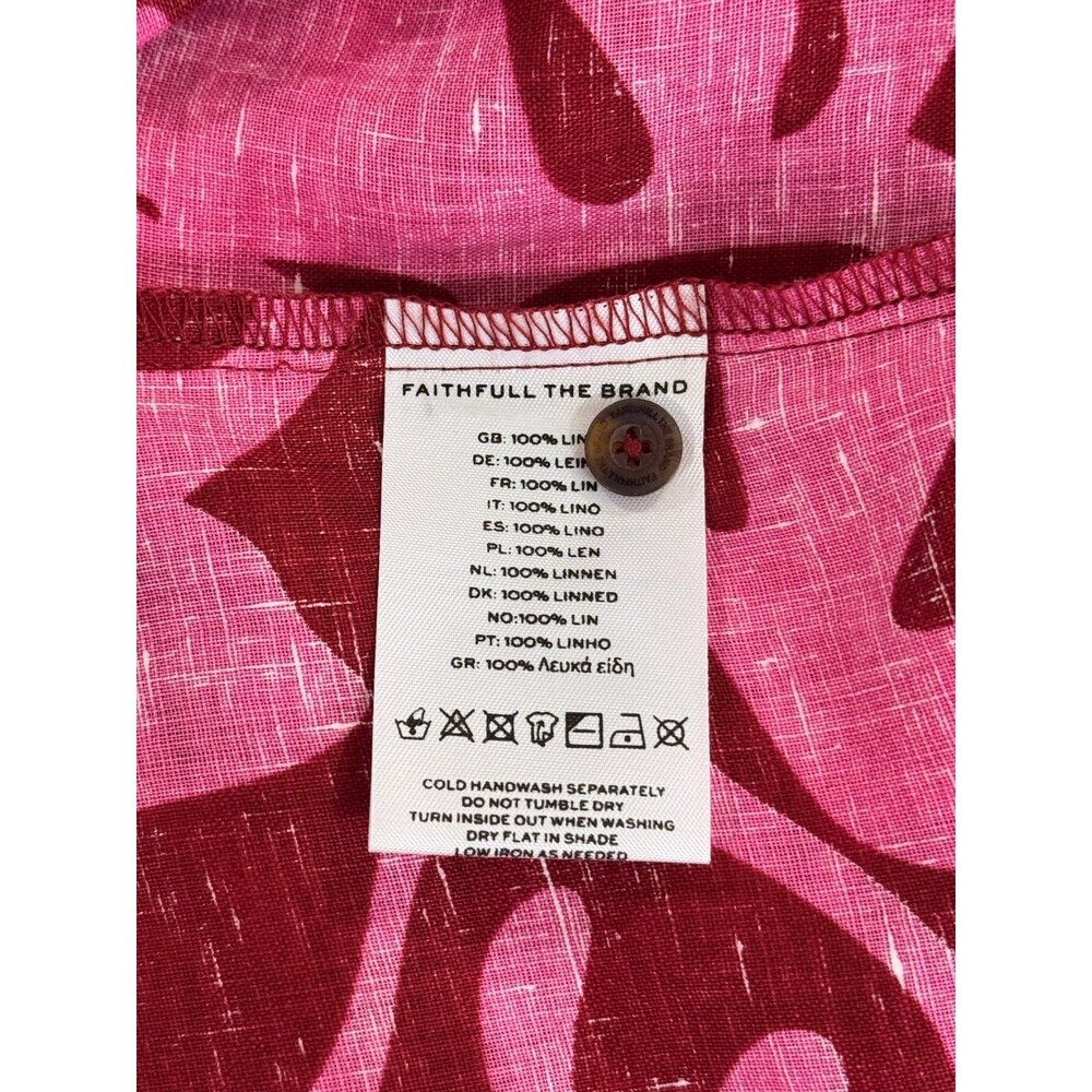 FAITHFULL THE BRAND Mini Dress Pink Rae Linen Floral Long Sleeve Boho Size 2 - Picture 11 of 12